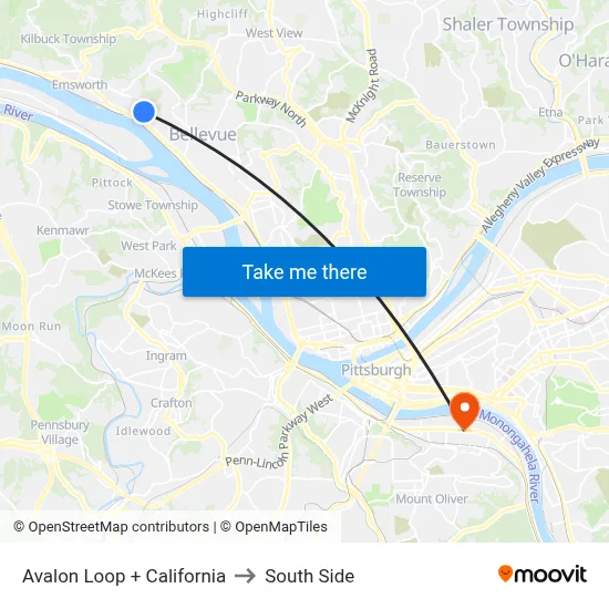 Avalon Loop + California to South Side map