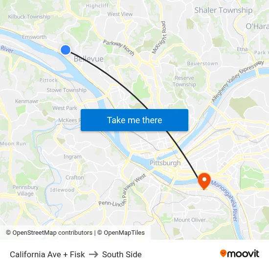 California Ave + Fisk to South Side map