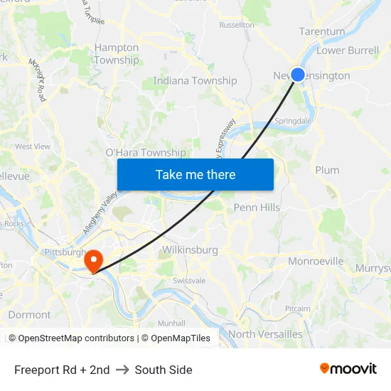 Freeport Rd + 2nd to South Side map