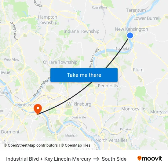 Industrial Blvd + Key Lincoln-Mercury to South Side map