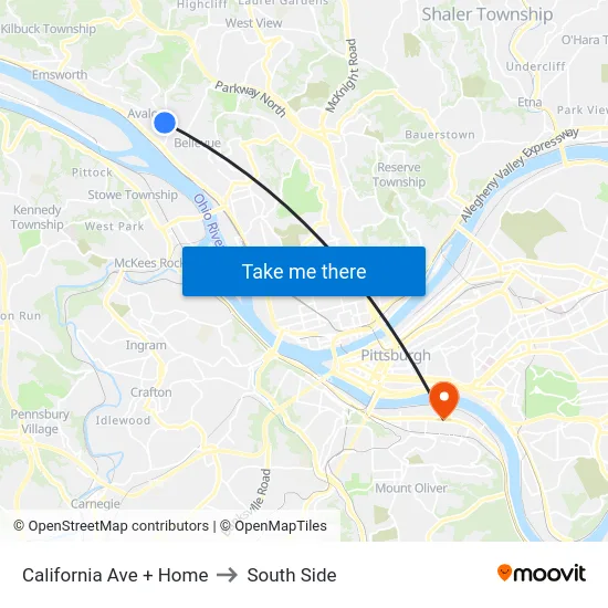 California Ave + Home to South Side map