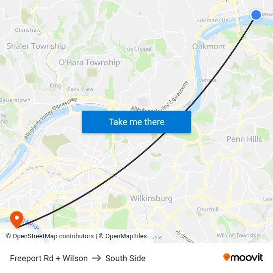 Freeport Rd + Wilson to South Side map