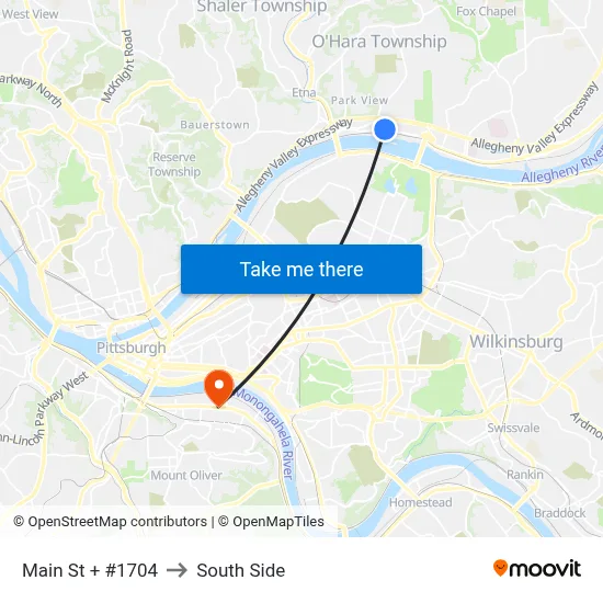 Main St + #1704 to South Side map