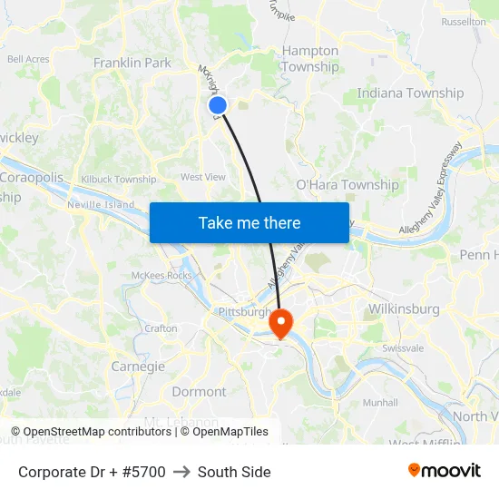 Corporate Dr + #5700 to South Side map