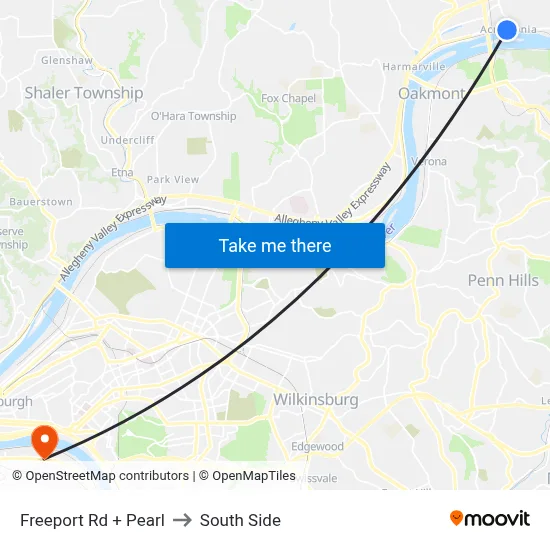 Freeport Rd + Pearl to South Side map