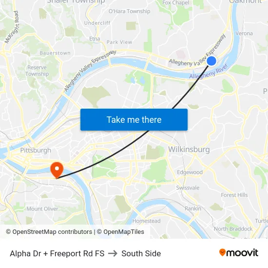 Alpha Dr + Freeport Rd FS to South Side map