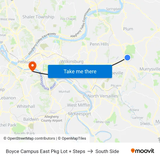 Boyce Campus East Pkg Lot + Steps to South Side map