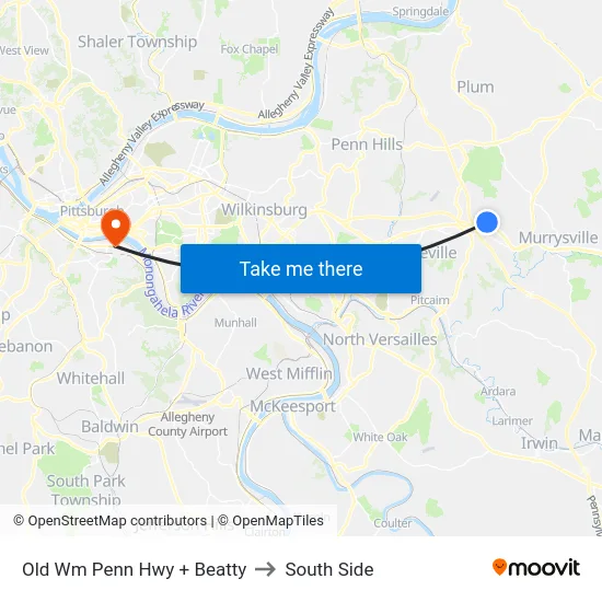 Old Wm Penn Hwy + Beatty to South Side map