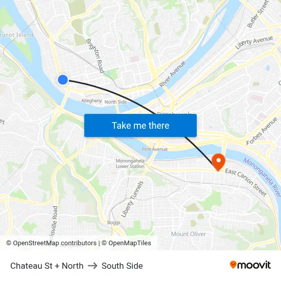 Chateau St + North to South Side map