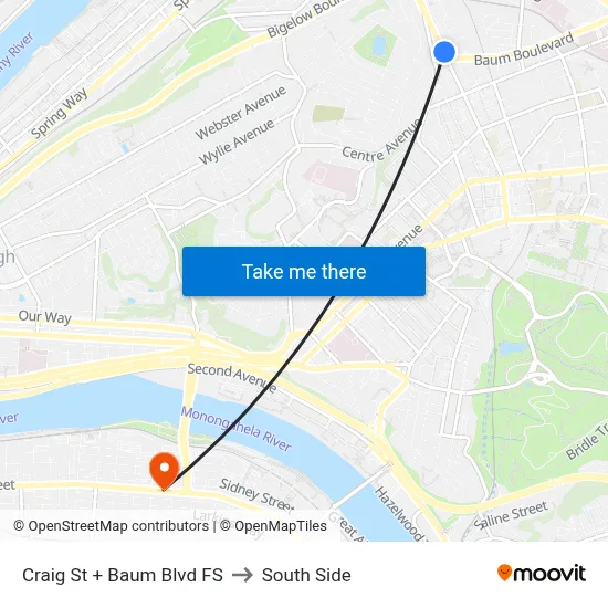 Craig St + Baum Blvd FS to South Side map