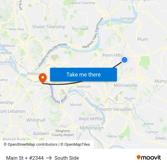 Main St + #2344 to South Side map