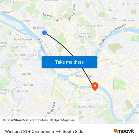 Winhurst St + Cambronne to South Side map