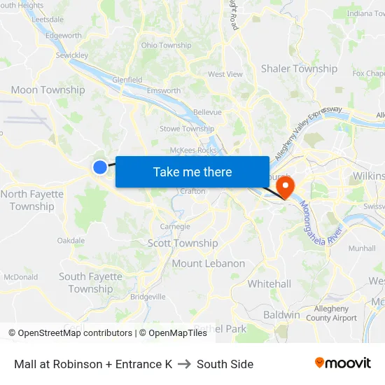Mall at Robinson + Entrance K to South Side map