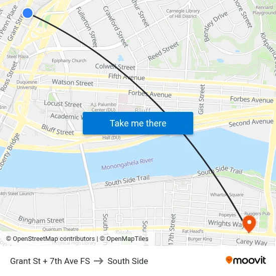 Grant St + 7th Ave FS to South Side map