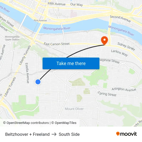 Beltzhoover + Freeland to South Side map