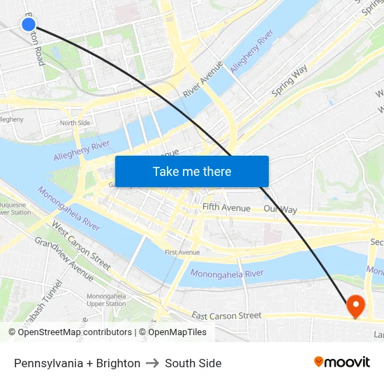 Pennsylvania + Brighton to South Side map