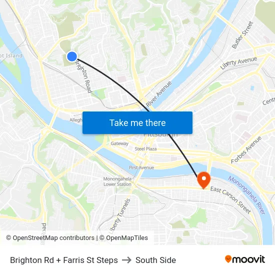 Brighton Rd + Farris St Steps to South Side map