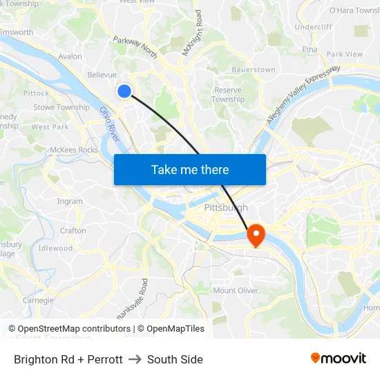 Brighton Rd + Perrott to South Side map