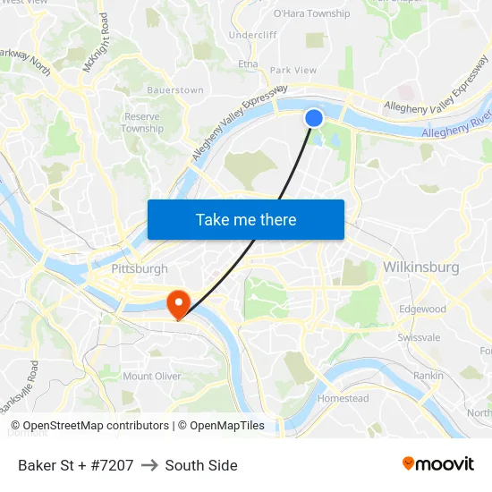 Baker St + #7207 to South Side map