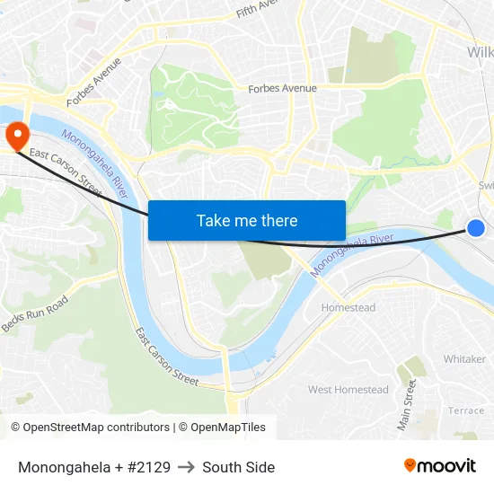 Monongahela + #2129 to South Side map