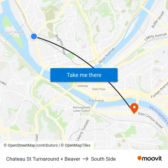 Chateau St Turnaround + Beaver to South Side map