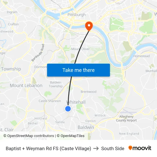 Baptist + Weyman Rd FS (Caste Village) to South Side map