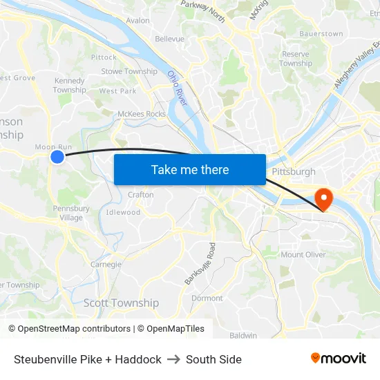 Steubenville Pike + Haddock to South Side map