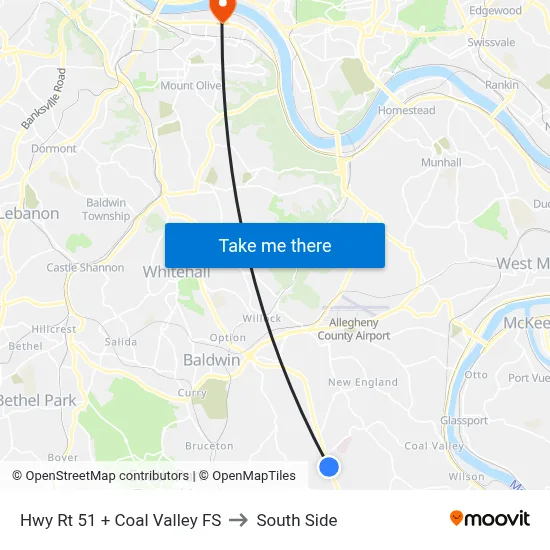 Hwy Rt 51 + Coal Valley FS to South Side map