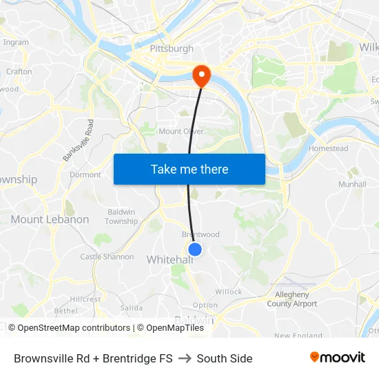 Brownsville Rd + Brentridge FS to South Side map