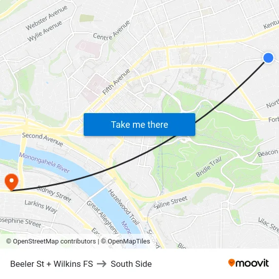 Beeler St + Wilkins FS to South Side map
