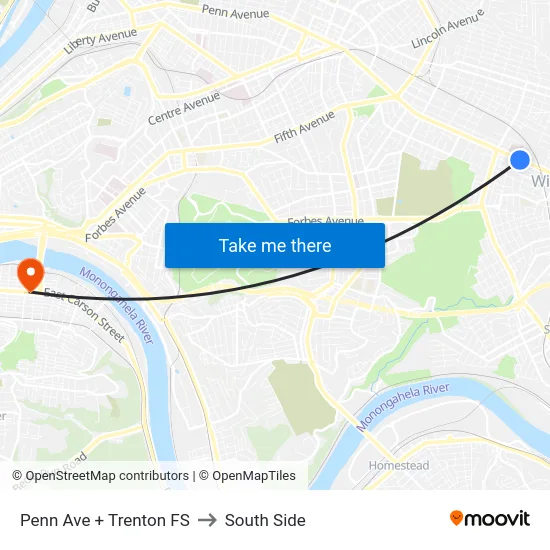 Penn Ave + Trenton FS to South Side map
