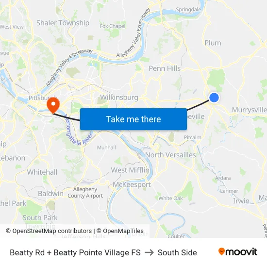 Beatty Rd + Beatty Pointe Village FS to South Side map