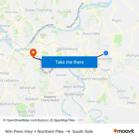 Wm Penn Hwy + Northern Pike to South Side map