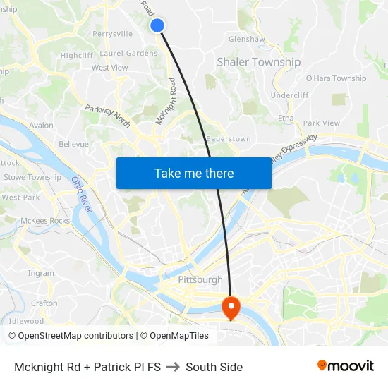 Mcknight Rd + Patrick Pl FS to South Side map