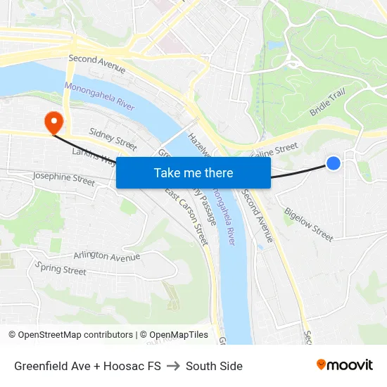 Greenfield Ave + Hoosac FS to South Side map
