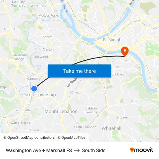 Washington Ave + Marshall FS to South Side map