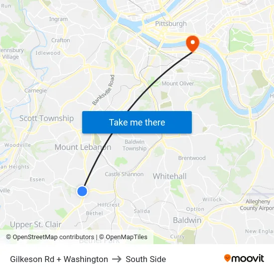 Gilkeson Rd + Washington to South Side map