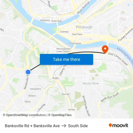 Banksville Rd + Banksville Ave to South Side map