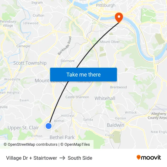 Village Dr + Stairtower to South Side map