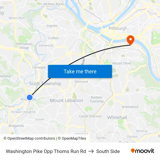 Washington Pike Opp Thoms Run Rd to South Side map