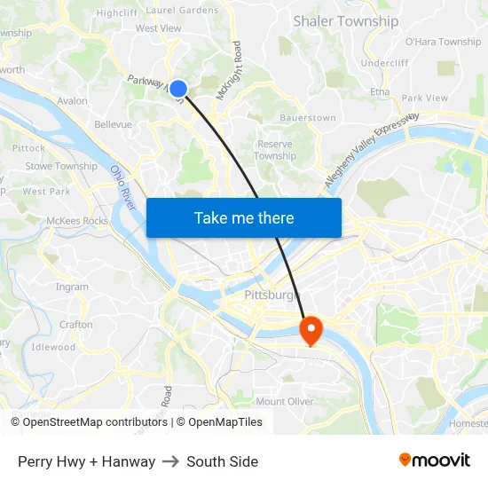 Perry Hwy + Hanway to South Side map
