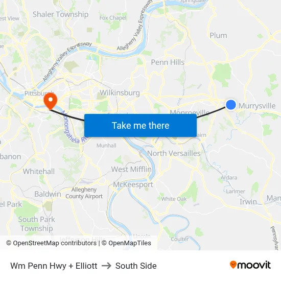 Wm Penn Hwy + Elliott to South Side map