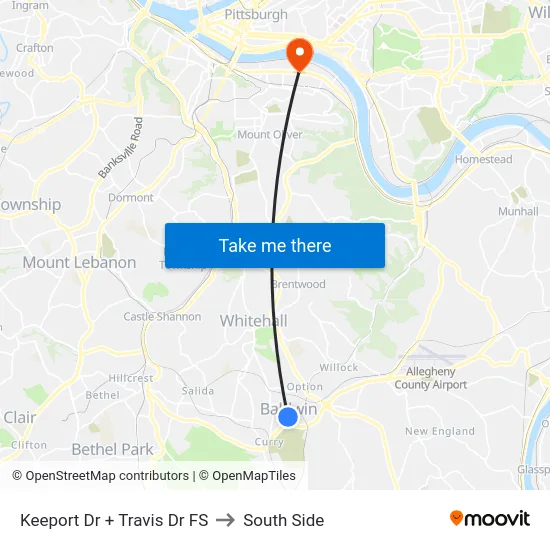 Keeport Dr + Travis Dr FS to South Side map