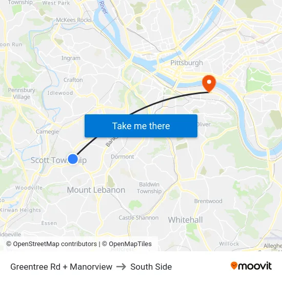 Greentree Rd + Manorview to South Side map