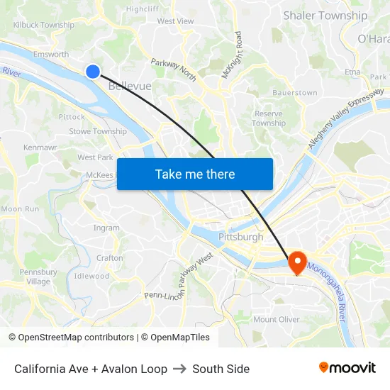 California Ave + Avalon Loop to South Side map