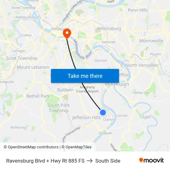 Ravensburg Blvd + Hwy Rt 885 FS to South Side map