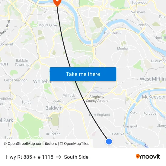 Hwy Rt 885 + # 1118 to South Side map