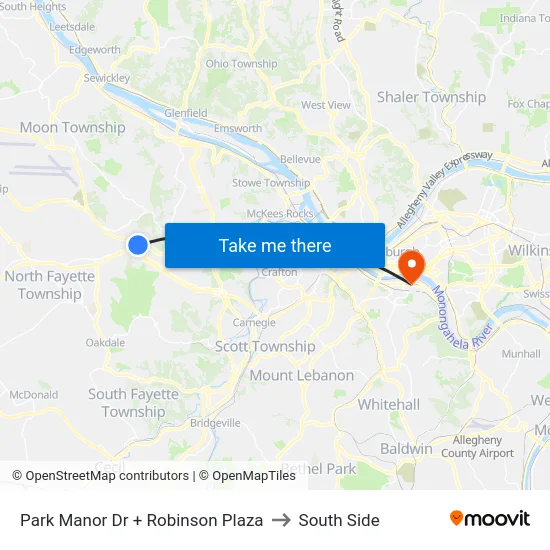 Park Manor Dr + Robinson Plaza to South Side map