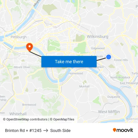 Brinton Rd + #1245 to South Side map