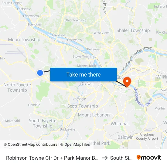Robinson Towne Ctr Dr + Park Manor Blvd to South Side map